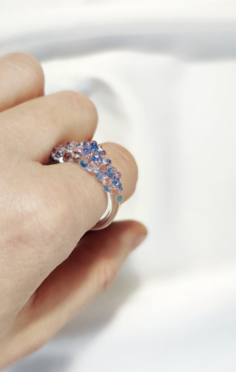 Kolorowy pierścionek korona "Crystal"