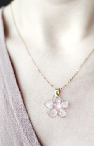 Naszyjnik różowy kwiat "Sweets"