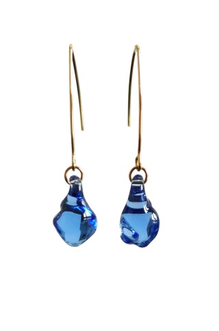 Niebieskie kolczyki krople na długim biglu "Lumea"