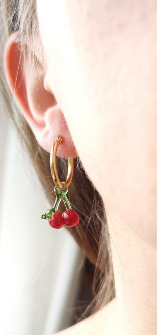 Kolczyk czerwona wiśnia"Sweets" - dwa rozmiary