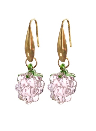 Kolczyki różowe maliny "Sweets" - bigle / sztyfty