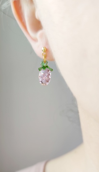 Kolczyki różowe poziomki "Sweets"