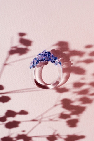 Kolorowy pierścionek korona "Crystal"