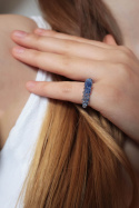Niebieski pierścionek korona "Crystal"