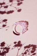 Różowy pierścionek korona "Crystal"