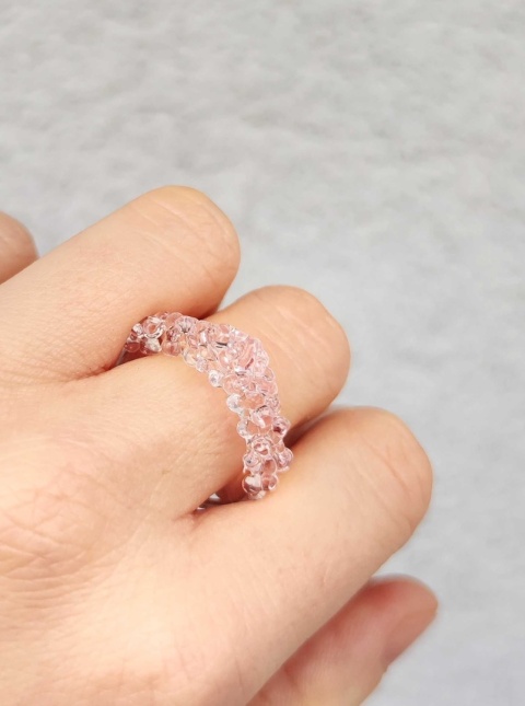 Różowy pierścionek korona "Crystal" Różowy pierścionek korona "Crystal"